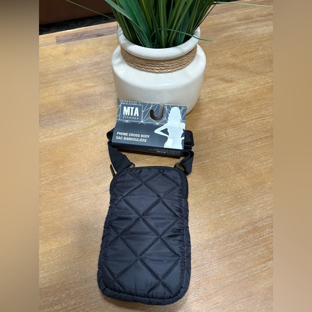 MTA Sport Black Quilted Phone Pouch Crossbody